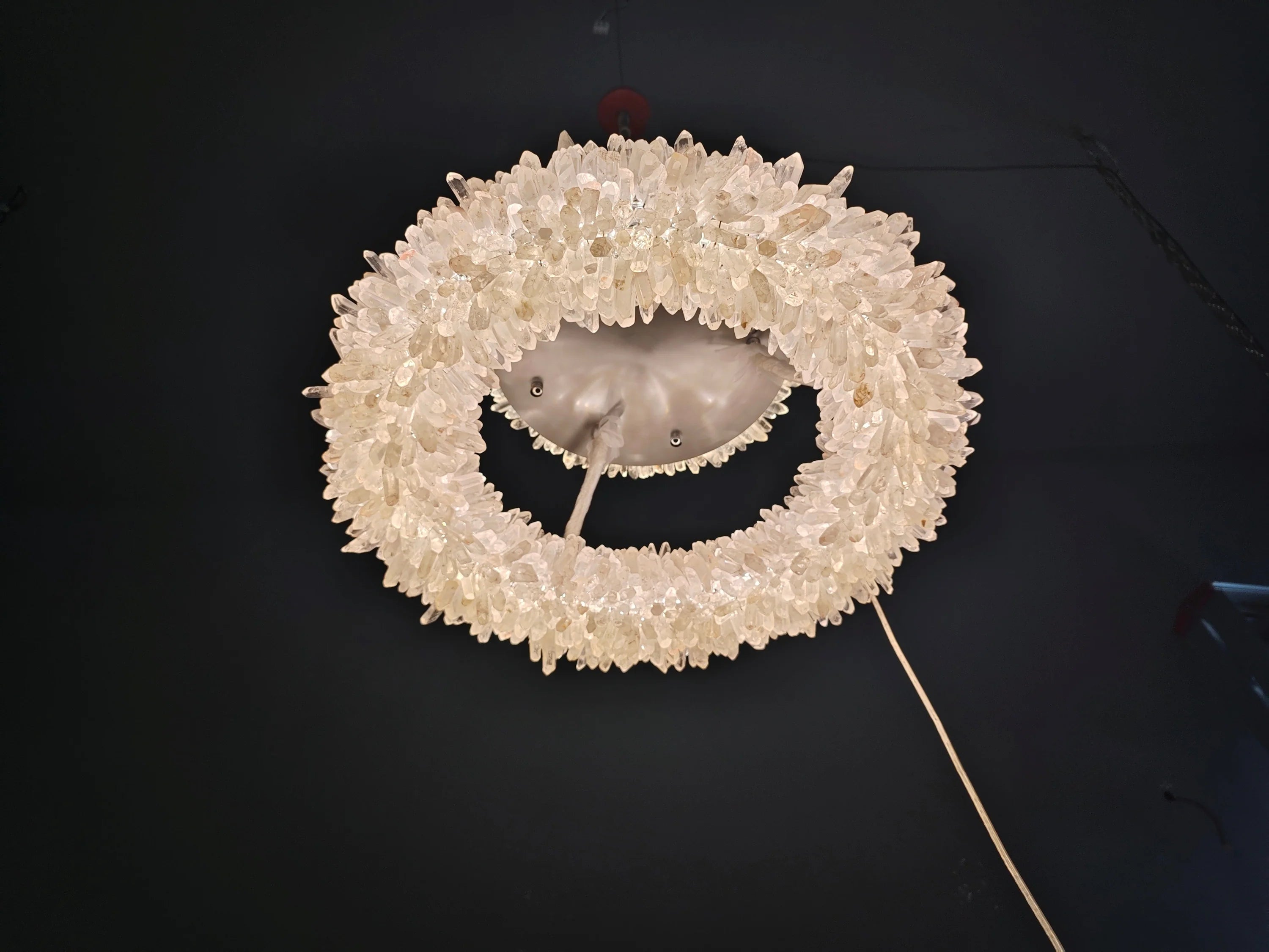 Amber Kandace Round Rock Crystal Pendant Light Modern Chandelier for Living Room 24'', 31.5'', 40'', 47''